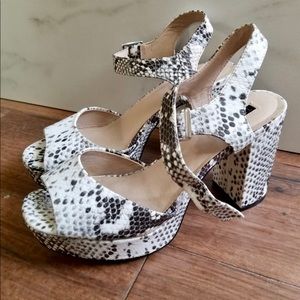 Topshop Snake Print Ankle Strap Heel Sandals NWOT